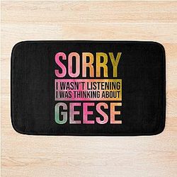 Goose Thinking About Geese in Watercolor Bath Mat