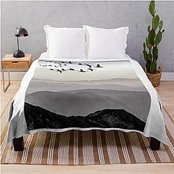 Geese Flying in Formation Picture Landscape Throw Blanket