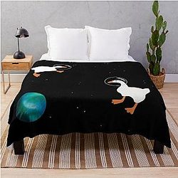 Space Geese funny animal astronauts Throw Blanket