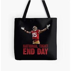 George Kittle National Tight End Day All Over Print Tote Bag
