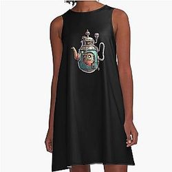 Ghibli Steampunk Teapot A-Line Dress