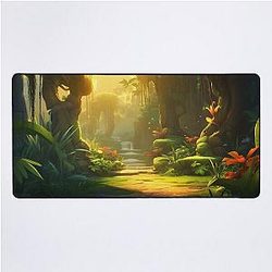 Ghibli Garden Illustration A Magical Landscape Inspired by Studio Ghibli Films Desk Mat