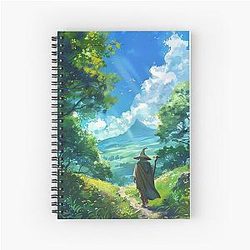 Unexpected Journey - Ghibli Fantasy Art Hobbit Landscape Illustration Spiral Notebook