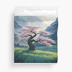 Ghibli Inspired Sakura Tree Duvet Cover