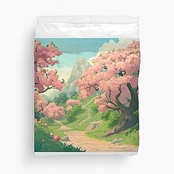 Ghibli Inspired Peach Tree Duvet Cover