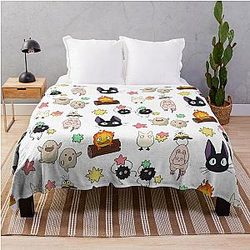 Cute Ghibli Design Fanart Throw Blanket