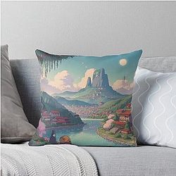 Studio Ghibli Landscape Throw Pillow