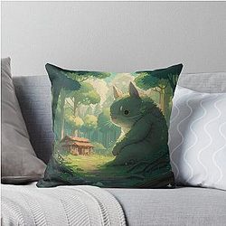 Anime Ghibli Style Peaceful Monster Throw Pillow