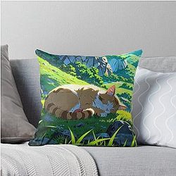 Ghibli Style Cat Sleeping Throw Pillow