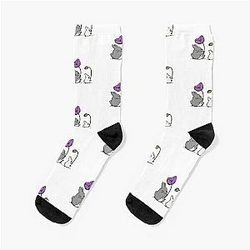 Cute Chibi Totoro and Chinchilla with Flowers - Studio Ghibli Fan Art Socks