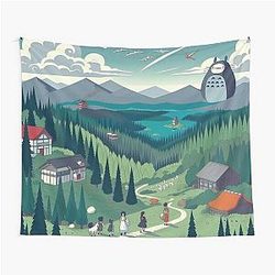 Studio Ghibli Landscape Tapestry