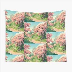 Ghibli Inspired Peach Tree Tapestry