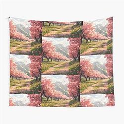 Ghibli Inspired Peach Tree Tapestry