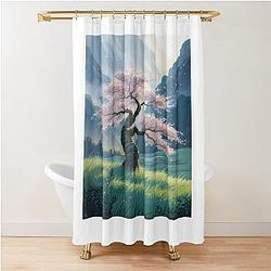 Ghibli Inspired Sakura Tree Shower Curtain