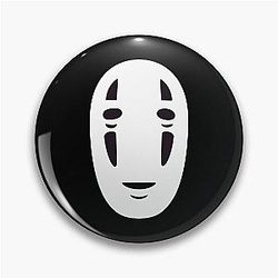 No Face of Spirited Away with Japanese Kanji Studio Ghibli Inspired Square Pin