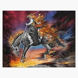 Texas Ghost Rider Cowboy Rodeo Demon Bronc Buster Jigsaw Puzzle