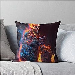 Ghost Rider Fire Skeleton Throw Pillow