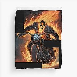 Ghost Rider on a Fire Bike 4 Duvet Cover