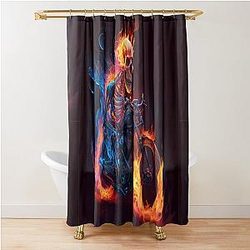 Ghost Rider Fire Skeleton Shower Curtain