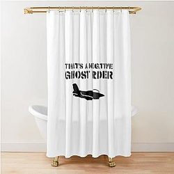 That's a Negative Ghost Rider Quote Black Design in Air Force Font With Jet Fighter Shower Curtain