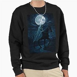 Ghost Rider Under the Moon - Gothic Dark Fantasy Art - Haunted Horse Pullover Sweater