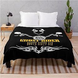 Ghost Rider USA Route 66 Harley Chopper Throw Blanket