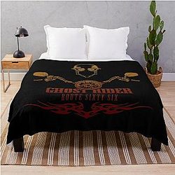 Ghost Rider USA Route 66 Harley Chopper Throw Blanket