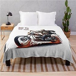 Skull Ghost Rider on fire t-shirt throw blanket