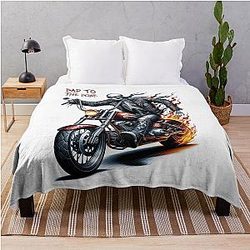 Skull Ghost Rider on fire t-shirt Throw Blanket