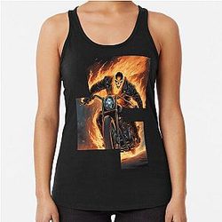 Ghost Rider on a Fire Motorbike Racerback Tank Top