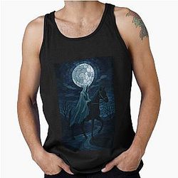 Ghost Rider Under the Moon Gothic Dark Fantasy Art Haunted Horse Tank Top