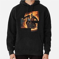 Ghost Rider on a Fire Motorbike 4 Pullover Hoodie