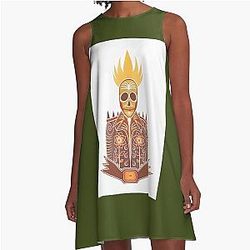 Day of the Dead Ghost Rider A-Line Dress