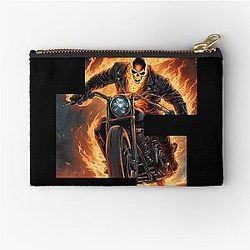 Ghost Rider on a Fire Motorcycle Zipper Pouch 4