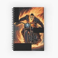 Ghost Rider on Fire Motorbike Spiral Notebook