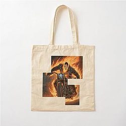 Ghost Rider on a Fire Motorbike Cotton Tote Bag