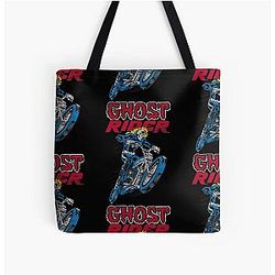 Ghost Rider Flames All Over Print Tote Bag