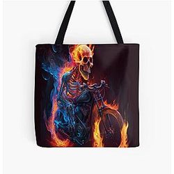 Ghost Rider Fire Skeleton Tote Bag
