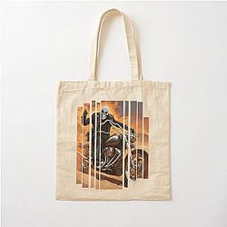 Ghost Rider on a Fire Motorbike Cotton Tote Bag