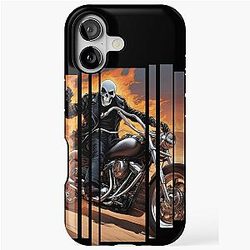 Ghost Rider on a Fire Motorcycle iPhone Tough Case