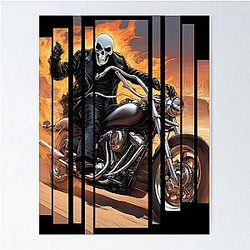 Ghost Rider on a Fire Motorcycle Poster 2