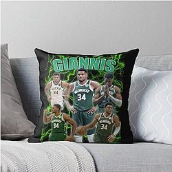 Giannis Antetokounmpo Basketball Fan Art Throw Pillow