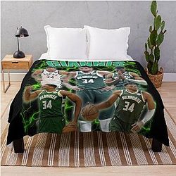 Giannis Antetokounmpo Basketball Fan Art Throw Blanket