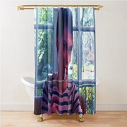 girl interrupted vintage art shower curtain