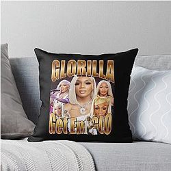 Glorilla Get Em Glo Retro Throw Pillow