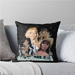 Glorilla Vintage Sticker Throw Pillow