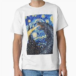 Vincent Van Gogh Godzilla Destroying The Starry Night Classic T-Shirt