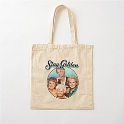 Women Golden Vintage Cotton Tote Bag