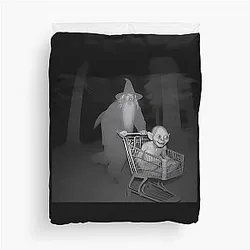 Grey Gandalf Wizard Pushing Gollum Shopping Meme Duvet Cover 
 ecandering changed to keeps only "Gandalf", 
 does not make Alterations to "Gollum", 
 keeps all other words