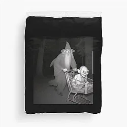 Funny Shopping Cart Memes Gandalf Pushing Gollum Duvet Cover
